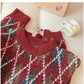 Jacquard Sweater Women's 2024 New Christmas Red Round Neck Sweater     S4906