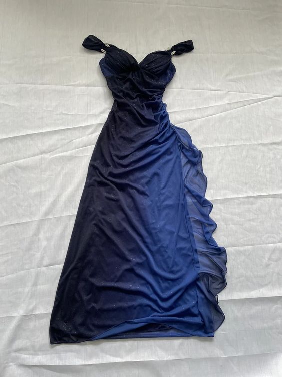 Charming Navy Blue Ombre Long Prom Dress Evening Dress      S5259