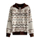 Soft jacquard zipper knitted top     S4763
