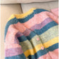 Candy color V-neck rainbow sweater jacket for women knitted cardigan      S4907
