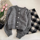 Solid color simple sequined round neck knitted cardigan long-sleeved sweater jacket    S4786