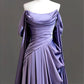 Modest Purple Satin Long Prom Dress,Purple Evening Dress         S5183