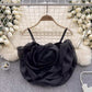 holiday style organza flower women's summer new fashion chic short top    S4540