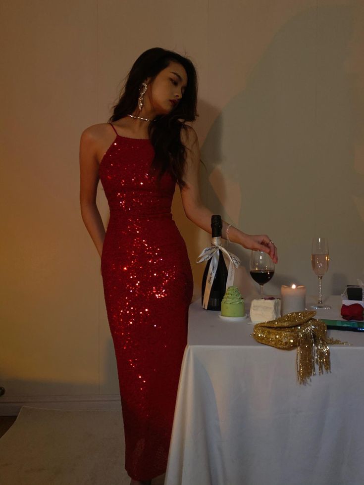 Red Sparkly Formal Dresses, Custom Make Evening Dress, Backless Formal Dress, Mermaid Evening Dress      S1093