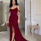 Burgundy Straps Prom Dress, Burgundy Long Evening Dress       S5248
