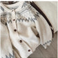 Designed round neck sweater jacket for women jacquard long-sleeved cardigan top trendy      S4888
