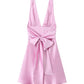 Satin Halter Mini Dress Women Backless Sleeveless Pink Party Dresses   S5335