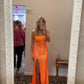 Orange dress Mermaid Prom Dresses With Side Slit    S5218