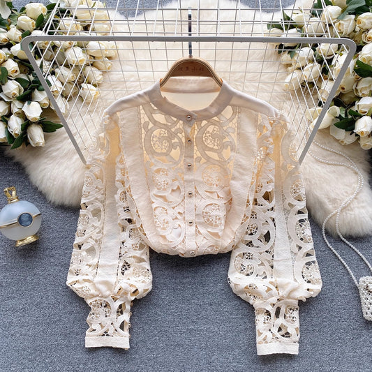 lace shirt for women round neck top      S4637