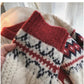 jacquard round neck knitted cardigan for women Christmas red sweater jacket      S4808