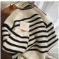 Striped long-sleeved sweater for women round neck top       S4913