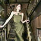 Mermaid Straps Satin Green Prom Dresses Formal Evening Dress      S5244
