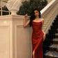 Sexy red high split side long evening prom dress     S2601