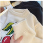 cherry jacquard round neck sweater for women pullover sweater    S4920