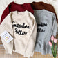 embroidery round neck pullover sweater     S4702