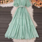 V-neck Puff Sleeve Dress Summer New Style Fashionable Long Skirt    S5040
