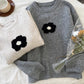 embroidery soft sweater round neck long-sleeved top     S4689