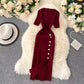 new popular women's simple solid color short-sleeved knitted dress     S4660