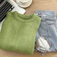 soft casual round neck long sleeve outer sweater green sweater     S4753
