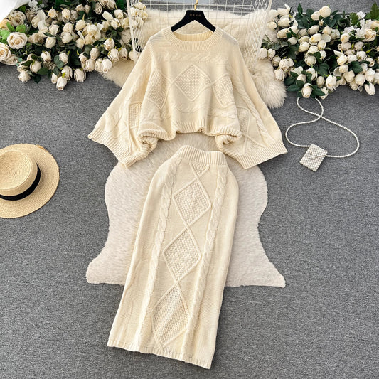 knitted sweater two-piece set for women new suit     S4604