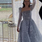 Shiny Sequin Ankle Length Prom Gowns Long Sleeve A Line Short Evening Party Dress for Women     S5001