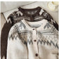 Designed round neck sweater jacket for women jacquard long-sleeved cardigan top trendy      S4888
