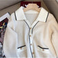 knitted cardigan for women POLO collar sweater jacket     S4848