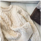 Round neck sweater for women soft knitted top trendy     S4863