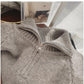 Solid color half-zip sweater jacket for women short knitted top  S4868