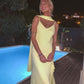Sexy A line Straps Chiffon Yellow Long Prom Dresses        S5315