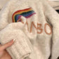 embroidered round neck pullover rainbow sweater for women     S5055