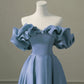 A-line Satin Off Shoulder Long Evening Dress, Long Formal Dress Party Dress      S5170
