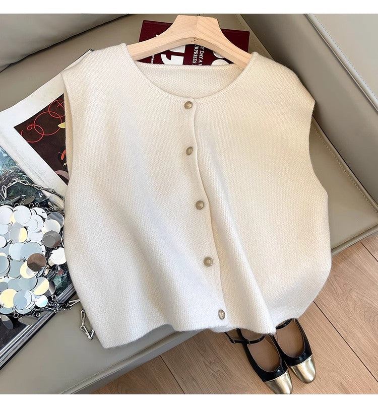 Solid color soft knitted vest for women fashion top      S5005