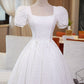 A-Line Homecoming Dress, Cute Short Sleeve Evening Dress         S5291