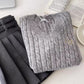 solid color V-neck sweater short top      S4677