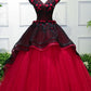 Unique V Neck Tulle Long Prom Dress, Evening Dress       S5195
