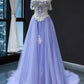 Princess Evening Gown Sweep Train Tulle With Appliqué     S5098