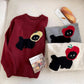 cartoon cute puppy jacquard round neck fashion  knitted sweater    S4771