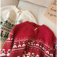 Jacquard round neck sweater jacket for women soft knitted cardigan      S4910