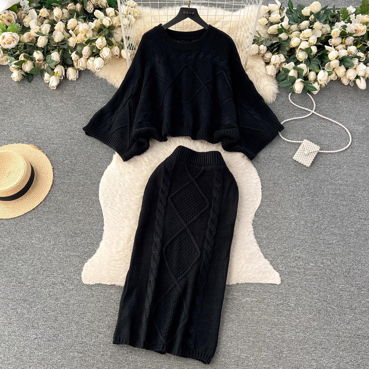 knitted sweater two-piece set for women new suit     S4604