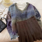 Designed gradient sweater V-neck long-sleeved knitted top     S4775