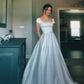 Generous A-line Simple Satin Wedding Dress Charming Evening Dress    S2158
