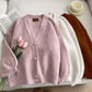 Sweet solid color V-neck knitted cardigan jacket     S4758