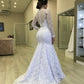 Gorgeous Lace Mermaid Wedding Dresses Bridal Gown with Long Sleeves Jewel Neck       S5126