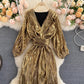 fashion dress V-neck lace-up waist dress for women    S4511