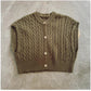 round neck knitted vest for women new retro sleeveless off-shoulder vest jacket    S5035