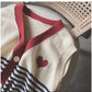 Striped knitted vest for womensleeveless sweater jacket     S5031