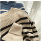 Striped long-sleeved sweater for women round neck top       S4913