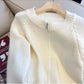 Gray double zipper sweater jacket for women long-sleeved knitted cardigan     S4882