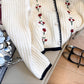 embroidered round neck knitted cardigan for women  long-sleeved sweater jacket    S4828